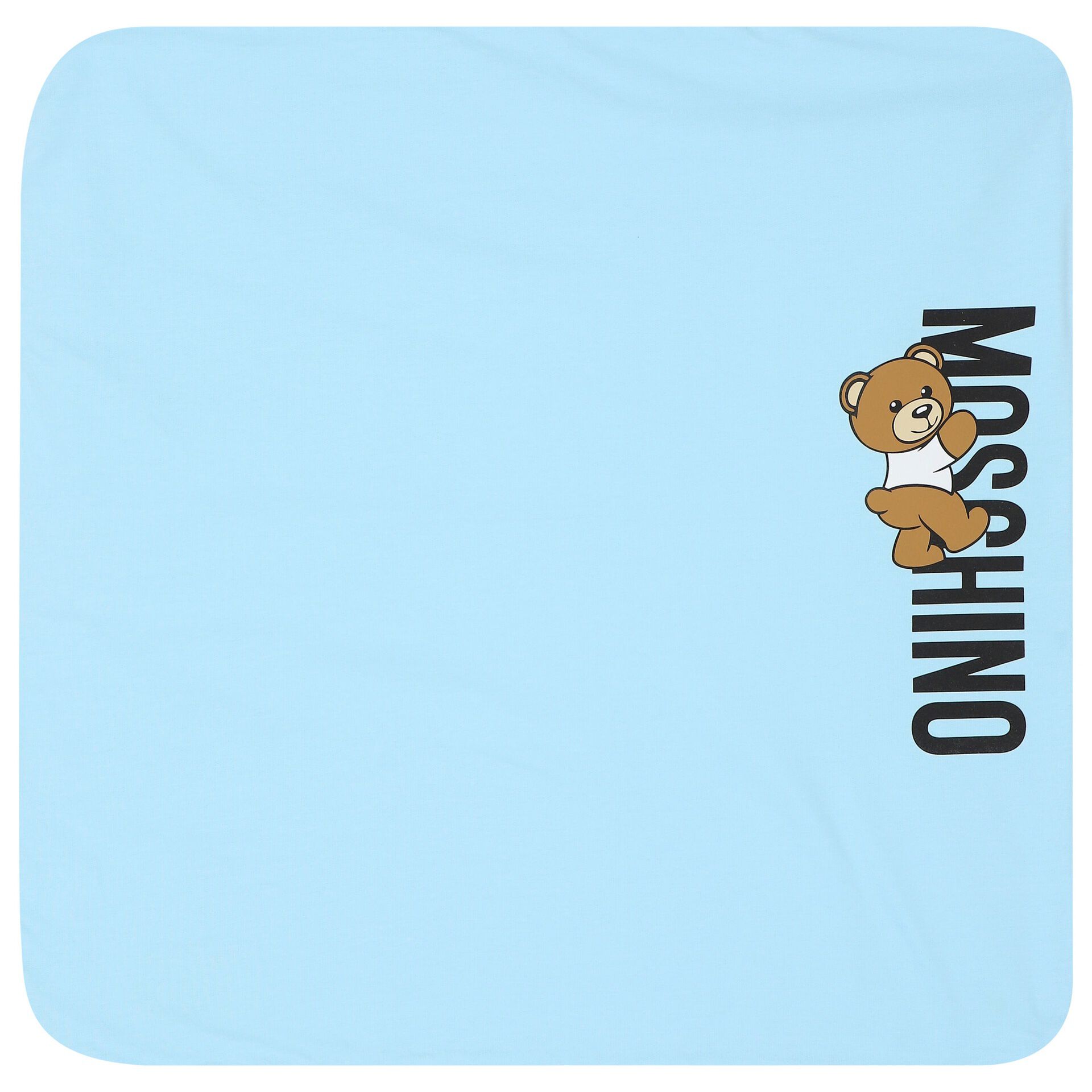 Moschino Boys Blue Teddy Bear Logo Baby Blanket Junior Couture UAE