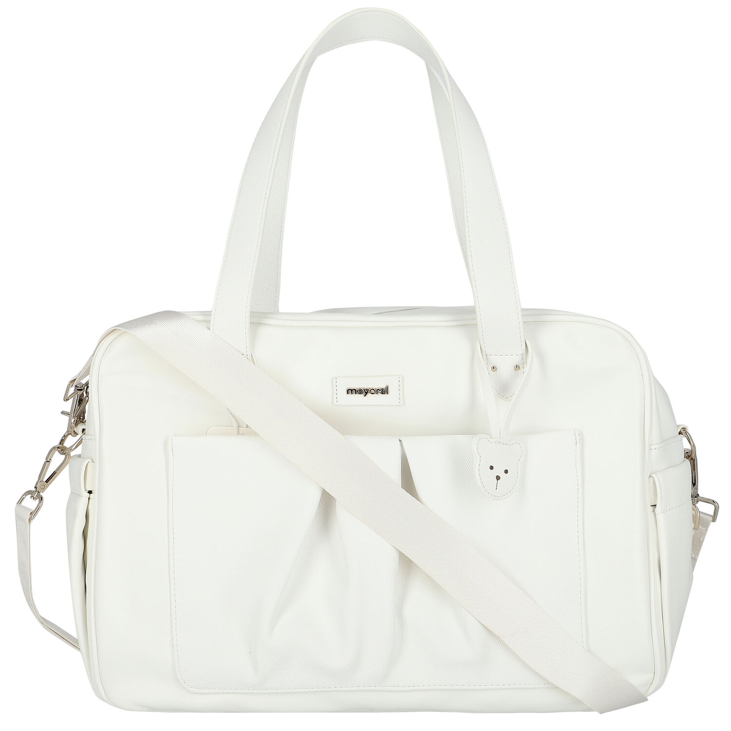 Cream Faux Leather Baby Changing Bag, 4, hi-res image number null