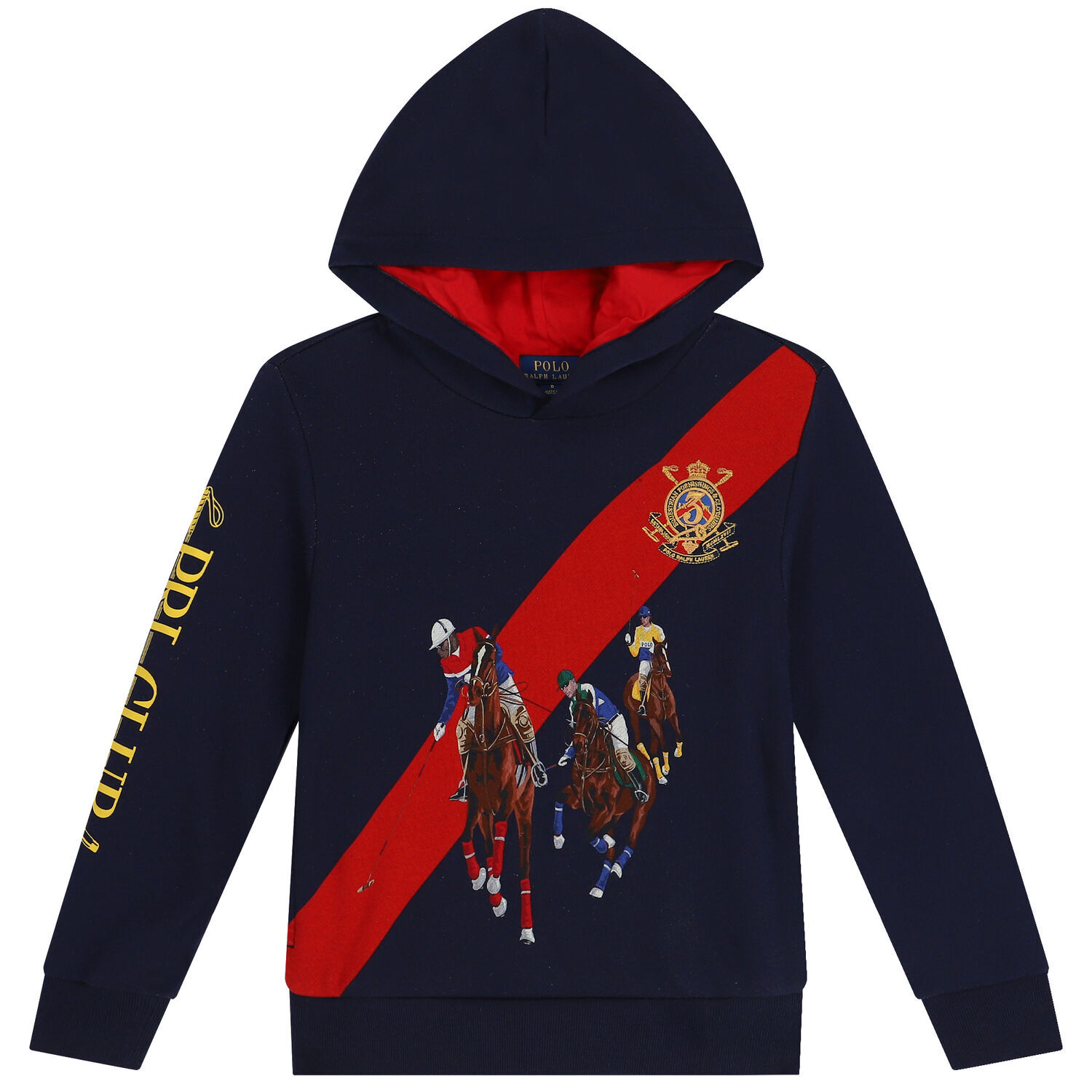 توب هودى أولاد بالشعار باللون الكحلى, 1, hi-res