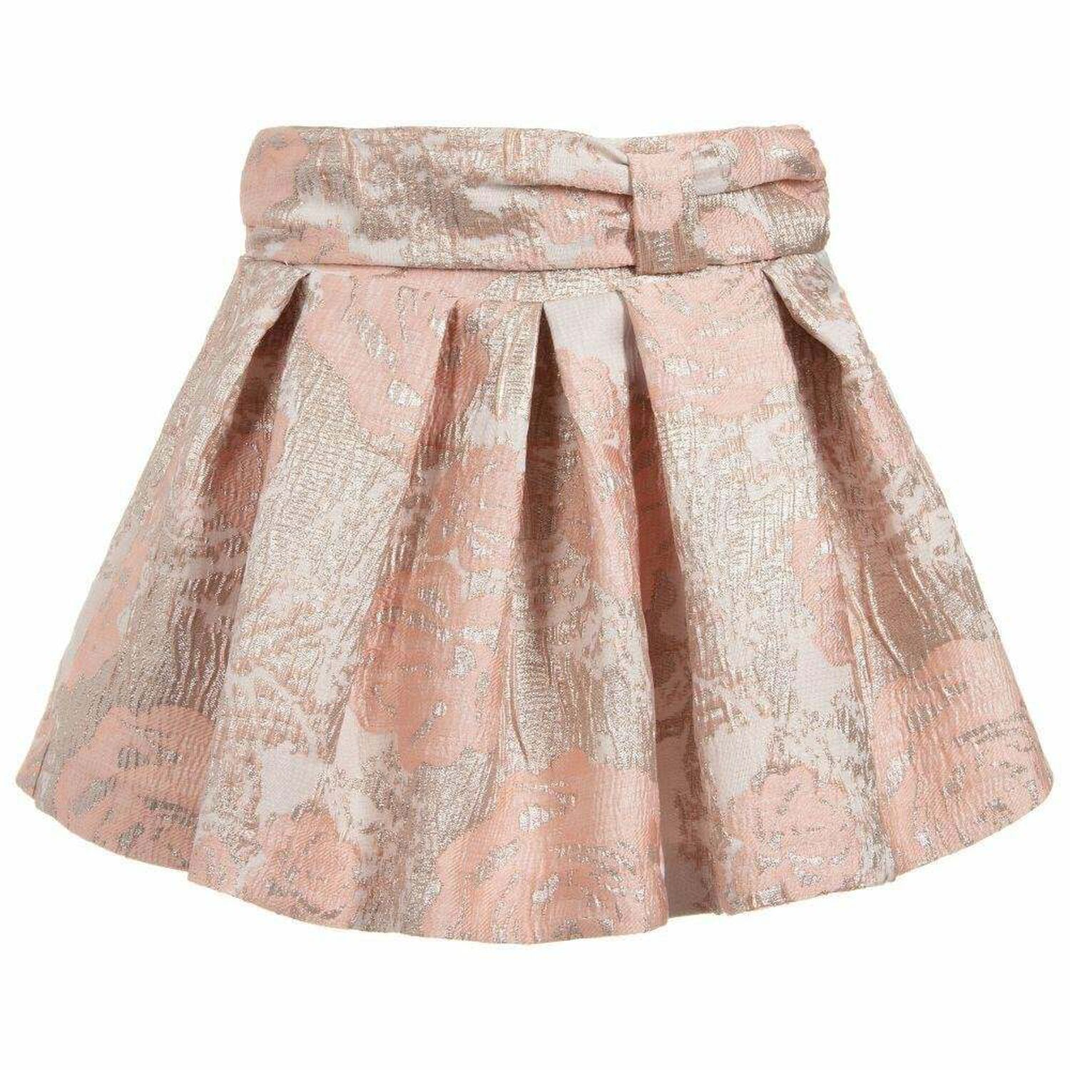 Girls Pink & Gold Jacquard Skirt, 1, hi-res image number null