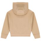 Girls Mini Me Beige Logo Hooded Zip Up Top, 1, hi-res