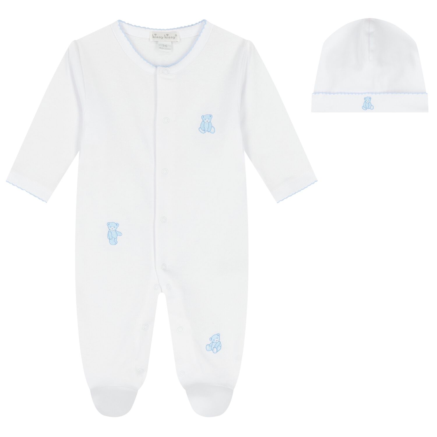Baby Boys White & Blue Teddy Bear Babygrow Gift Set, 1, hi-res