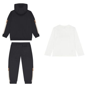 Boys Black & White Tracksuit Set (3 Piece)