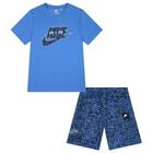 Boys Blue & Black Logo Shorts Set, 1, hi-res