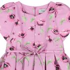 Girls Pink Floral Satin Dress, 1, hi-res