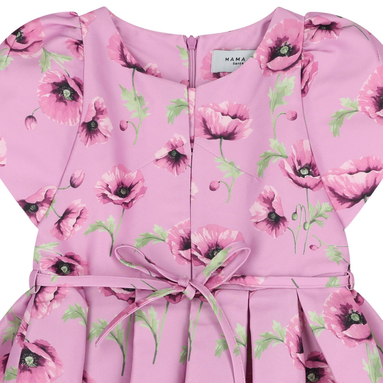 Girls Pink Floral Satin Dress, 1, hi-res image number null