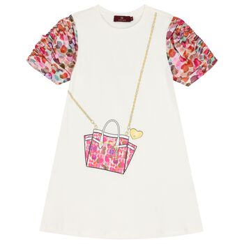 Girls Ivory Crossbody Bag Dress