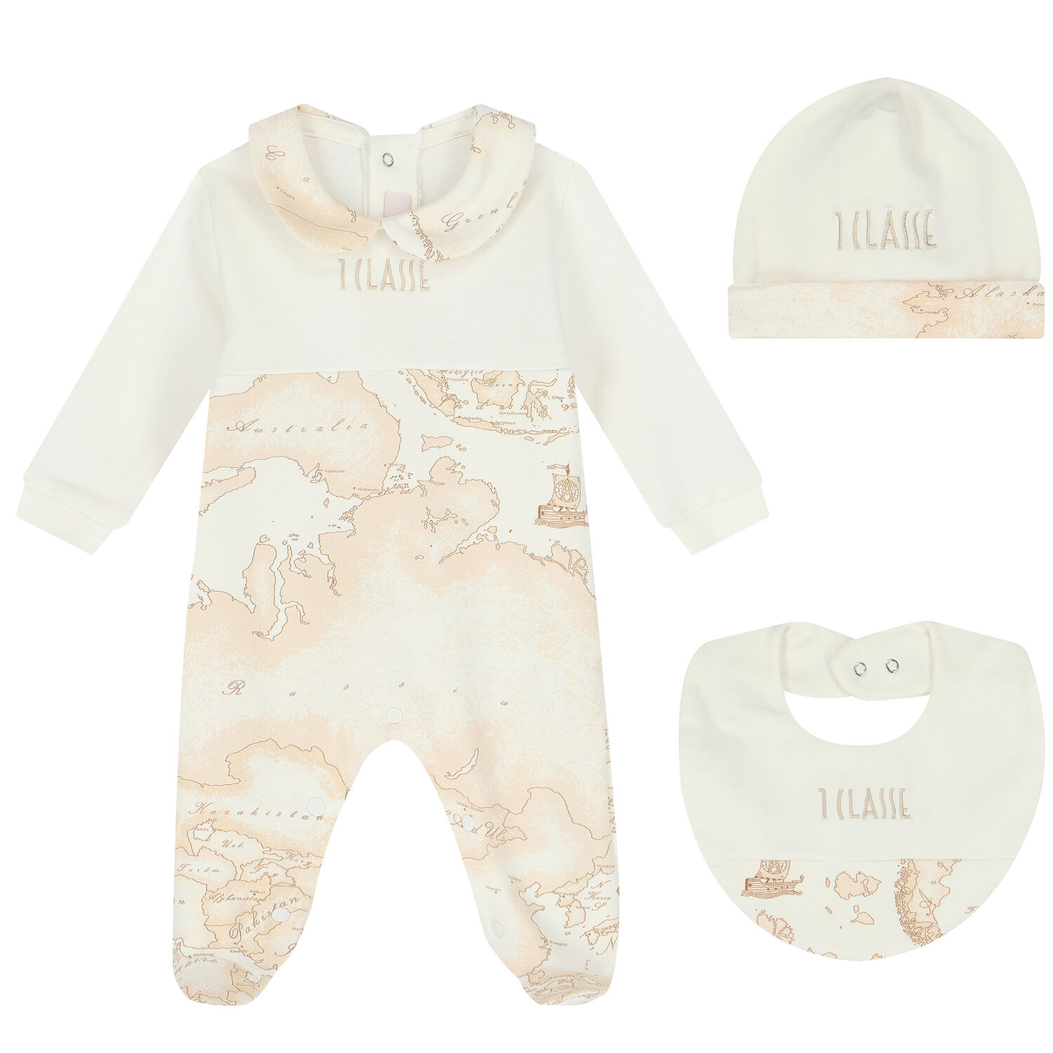 Ivory & Beige Geo Map Babygrow Set, 2, hi-res