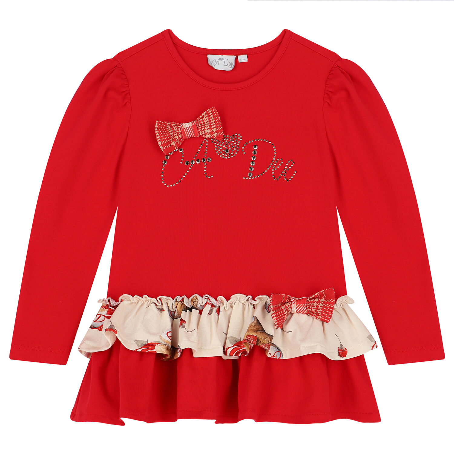 Girls Red & Ivory Logo Leggings Set, 1, hi-res