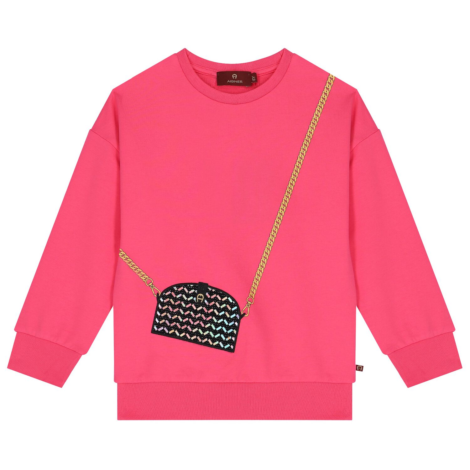 Girls Pink Handbag Sweatshirt, 1, hi-res