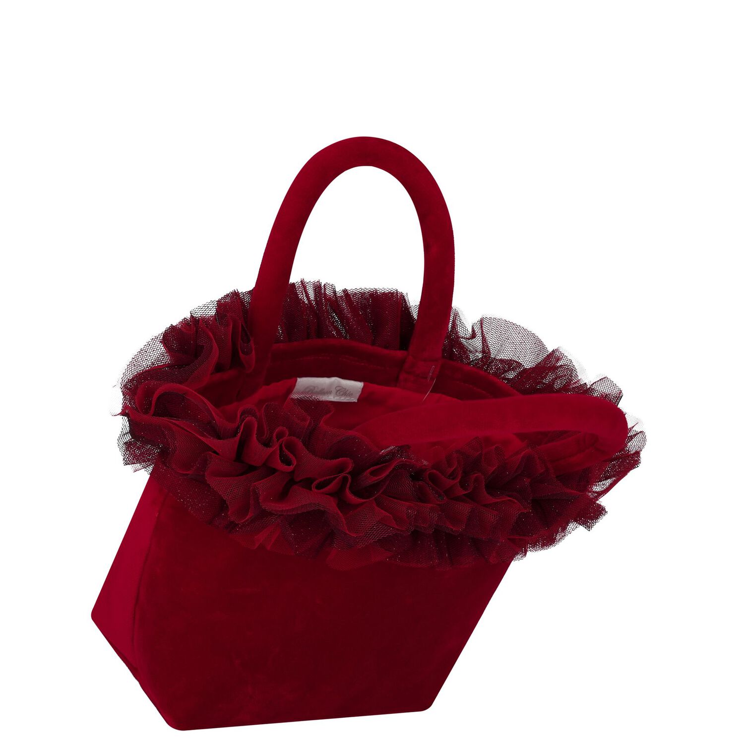 حقيبة يد بنات بالشعار مخملية باللون الأحمر , 1, hi-res