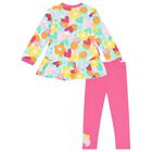 Girls White & Pink Heart Leggings Set, 1, hi-res