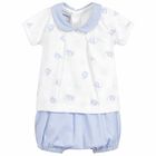 طقم تيشيرت و شورت باللون الازرق و الابيض للأولاد, 1, hi-res