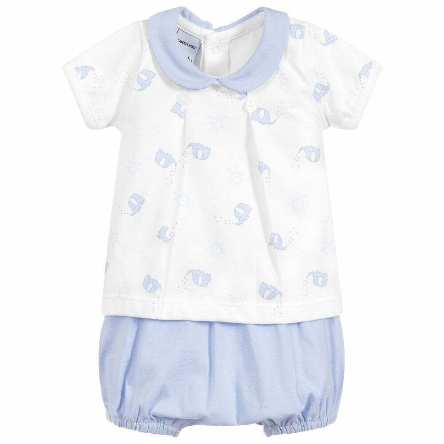 طقم تيشيرت و شورت باللون الازرق و الابيض للأولاد, 1, hi-res