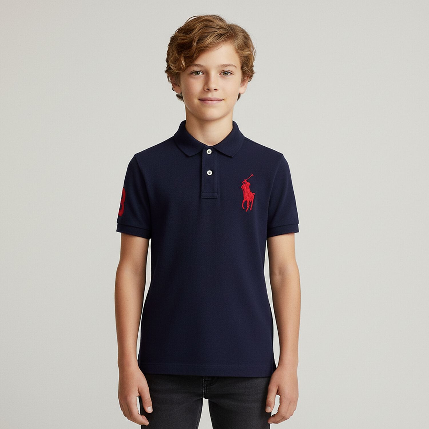 Boys Navy Blue Logo Polo Shirt, 1, hi-res image number null