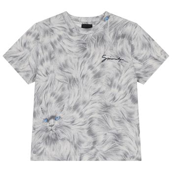 Boys Ivory & Grey Logo T-Shirt