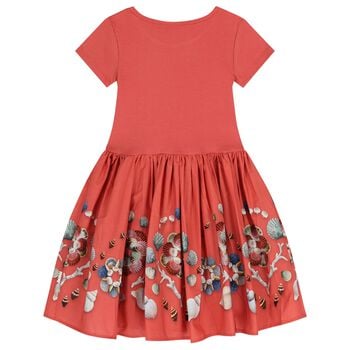 فستان بنات بطبعه اصداف باللون الوردى 