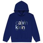 Boys Blue Logo Hooded Top, 1, hi-res