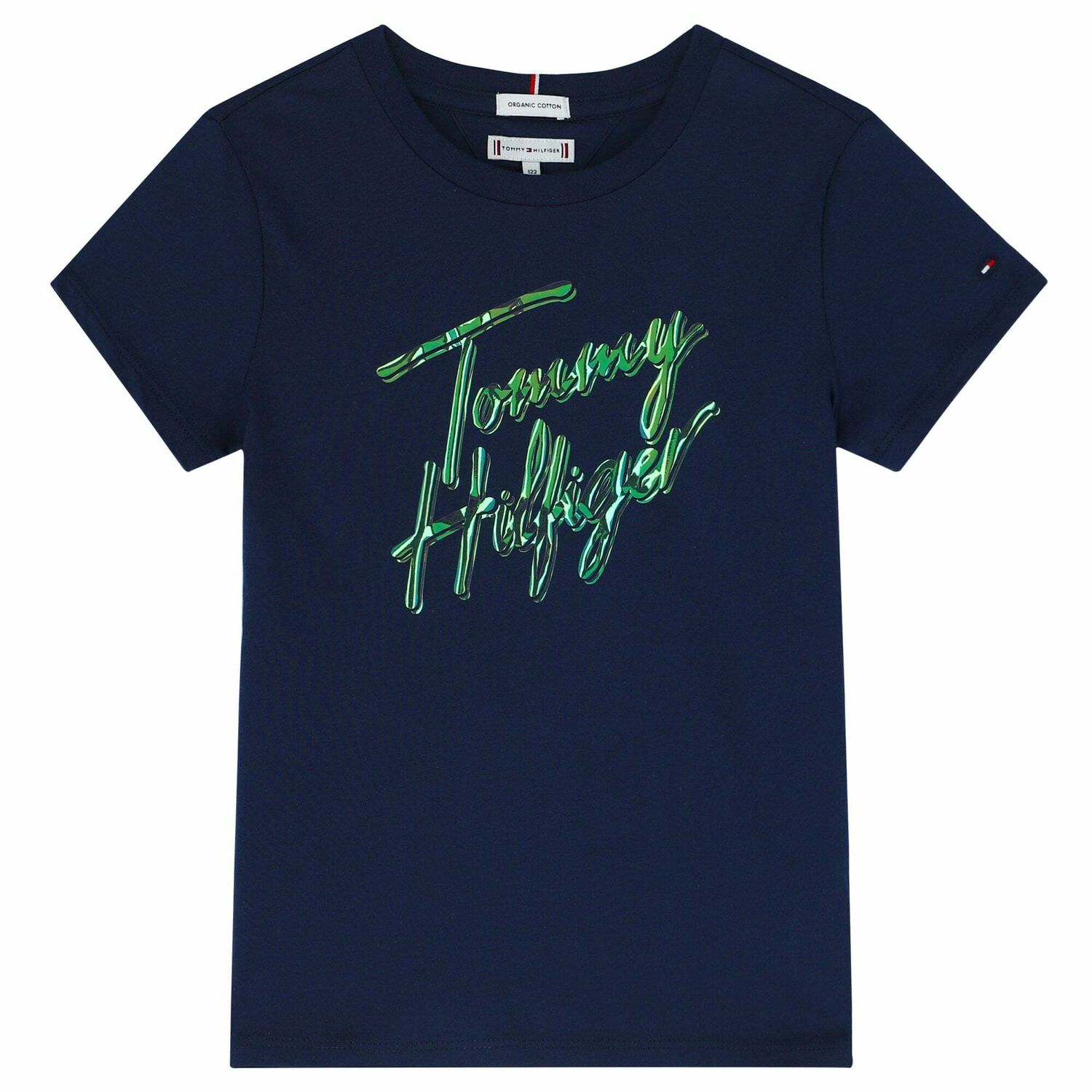 Girls Navy Holographic Logo T-Shirt, 1, hi-res image number null