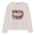 Girls Ivory Sequins Long Sleeve Top, 1, hi-res