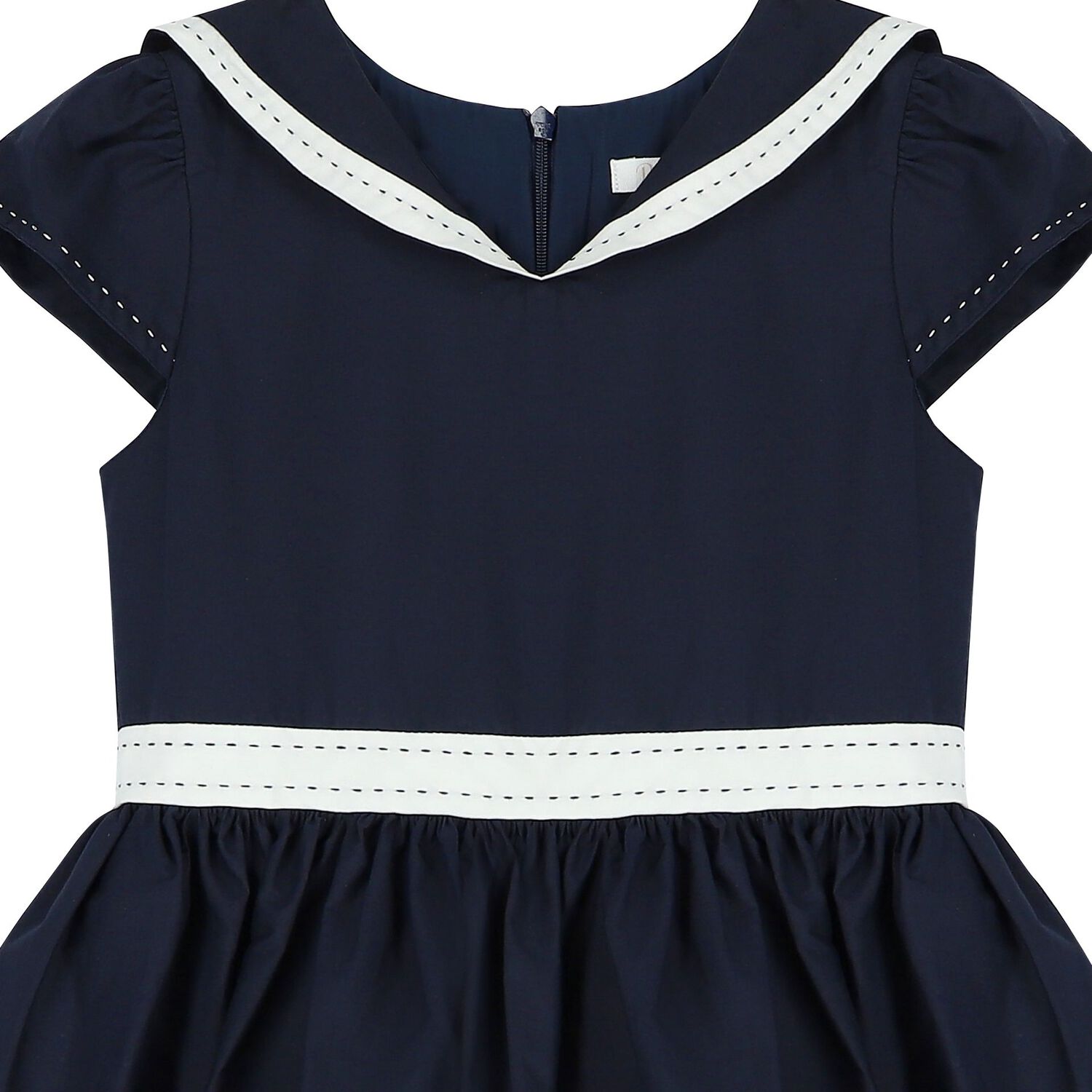 Girls Navy Blue & White Dress, 1, hi-res