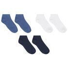 Boys Blue, Navy Blue & White Socks (3 Pack) , 1, hi-res
