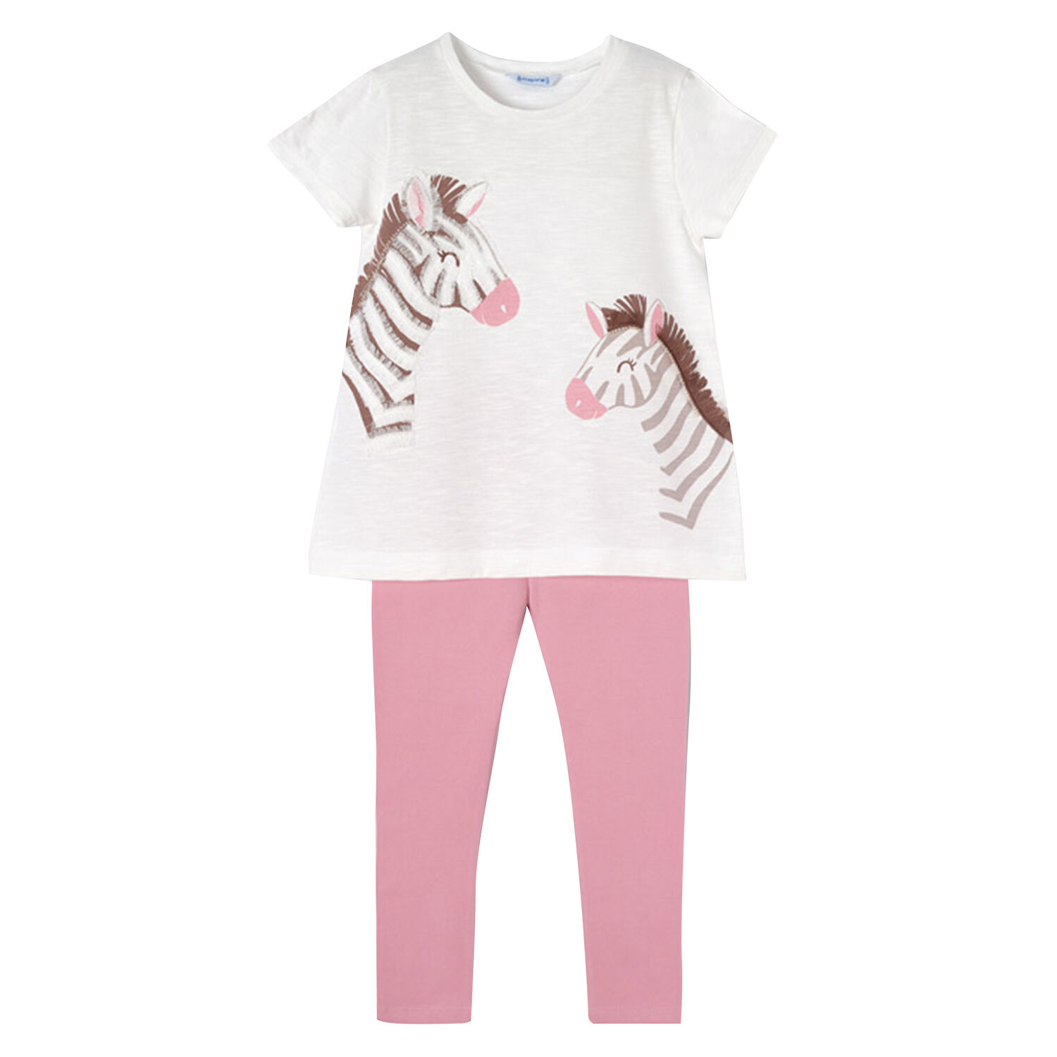 Girls White & Pink Zebra Leggings Set, 1, hi-res image number null