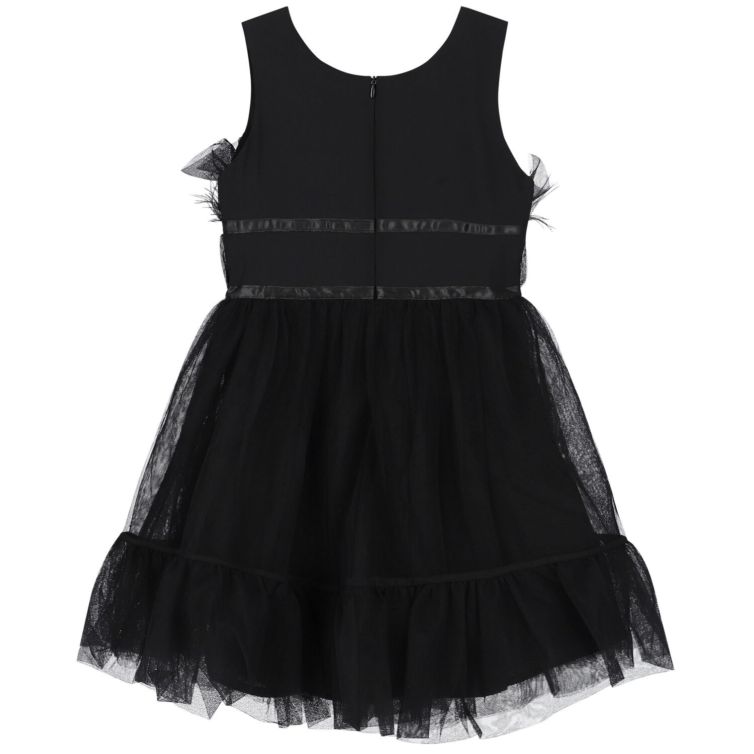 Girls Black Tulle Dress, 1, hi-res