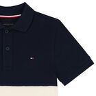 Boys Navy Blue, Beige & Red Polo Shirt, 1, hi-res