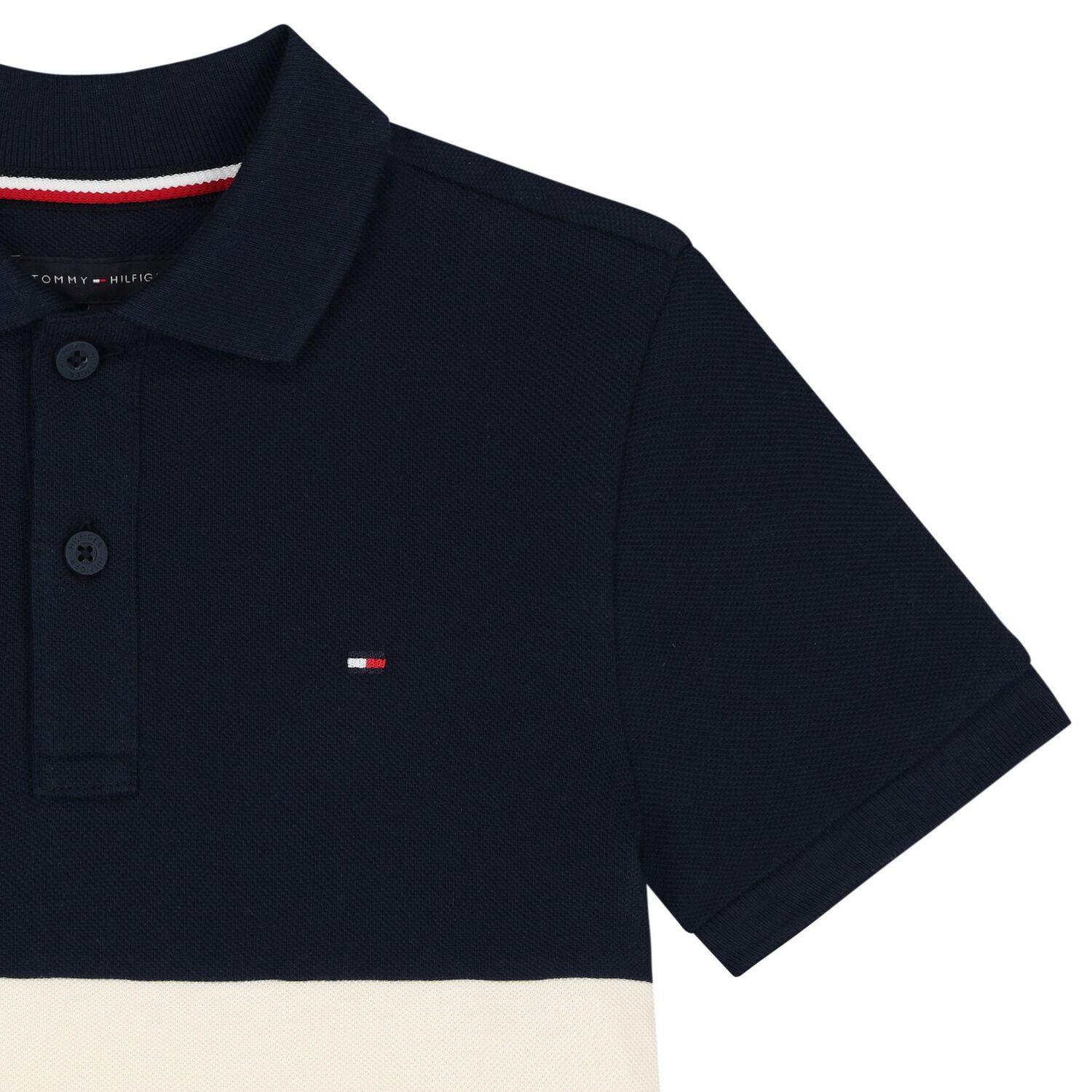 Boys Navy Blue, Beige & Red Polo Shirt, 1, hi-res