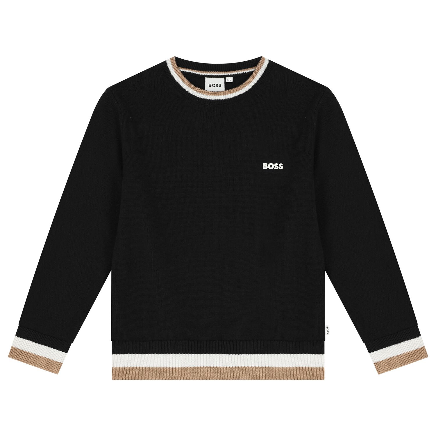 Boys Black Logo Knitted Jumper, 1, hi-res image number null
