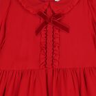 Girls Red Bow Chiffon Dress, 1, hi-res