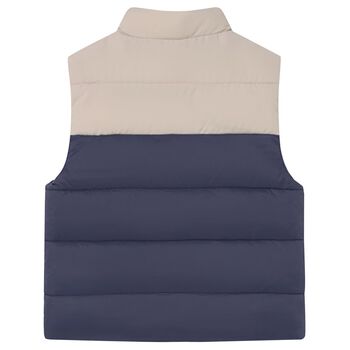 Younger Boys Beige & Navy Blue Reversible Gilet