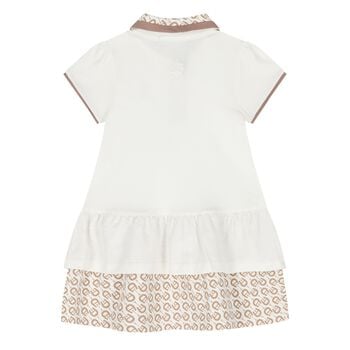 Younger Girls Ivory Logo Polo Dress