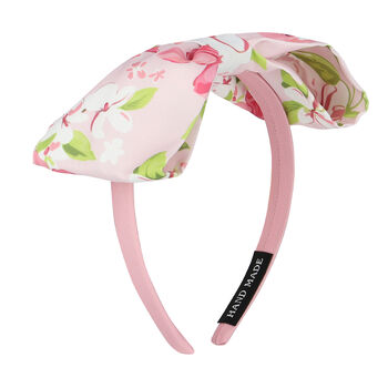 Girls Pink Floral Printed Bow Headband