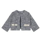 Younger Girls Navy Blue Tweed Knit Skirt Set, 2, hi-res