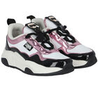 حذاء رياضي بالشعار باللون الأبيض للبنات, 1, hi-res