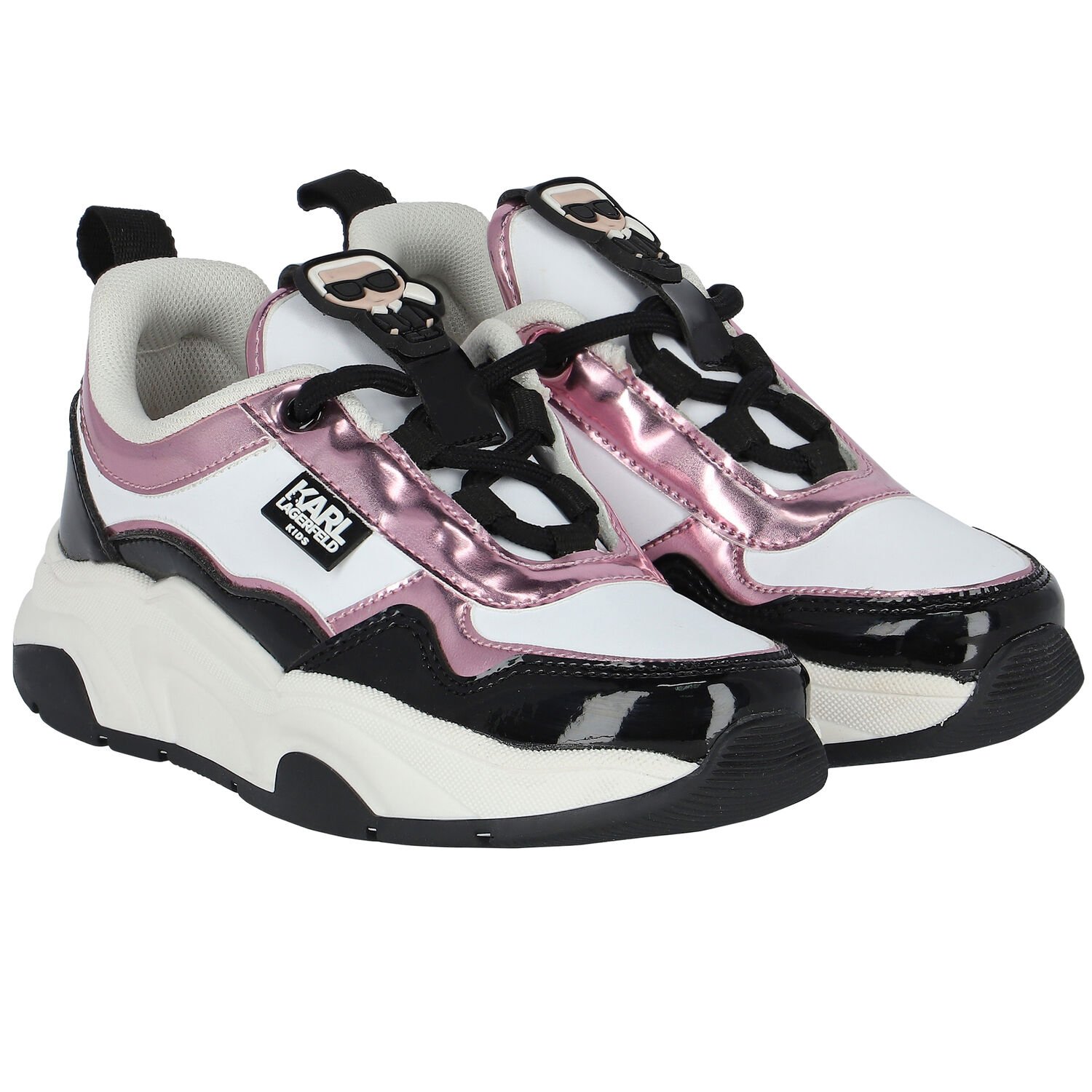 حذاء رياضي بالشعار باللون الأبيض للبنات, 1, hi-res