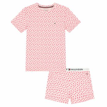 Girls Pink Star Print Pyjama Set