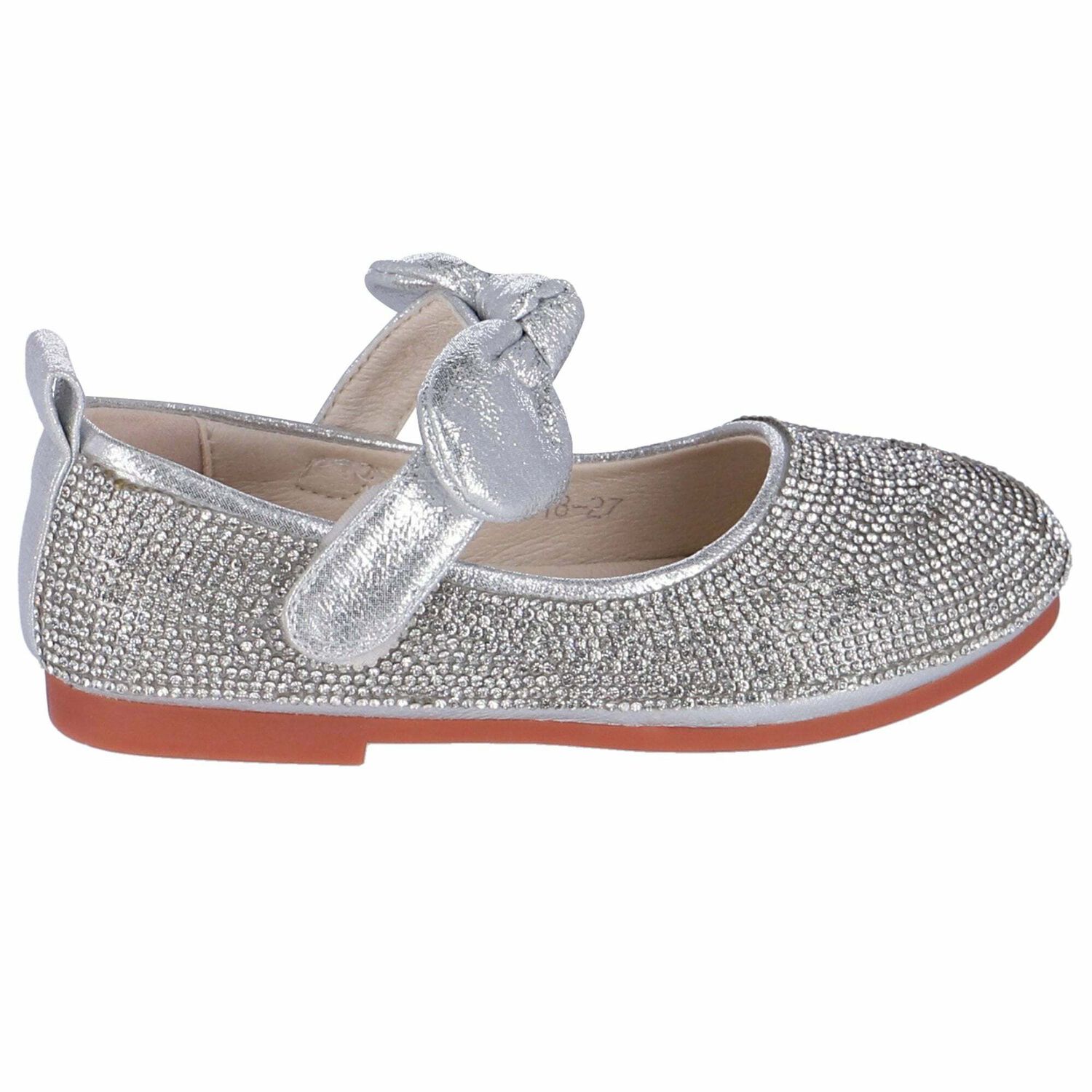 Girls Silver Ballerina Shoes, 1, hi-res image number null