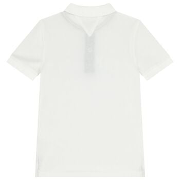 Boys White Varsity Logo Polo Shirt
