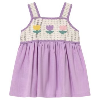 Younger Girls Lilac & Ivory Flower Dress
