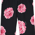 Girls Black & Pink Roses Trousers, 1, hi-res