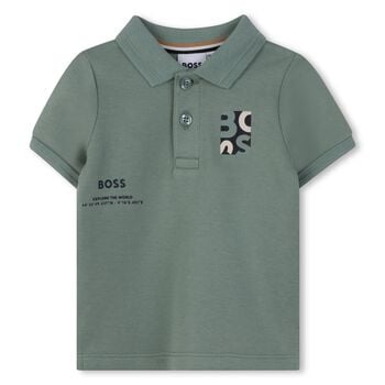 Younger Boys Green Logo Polo Shirt