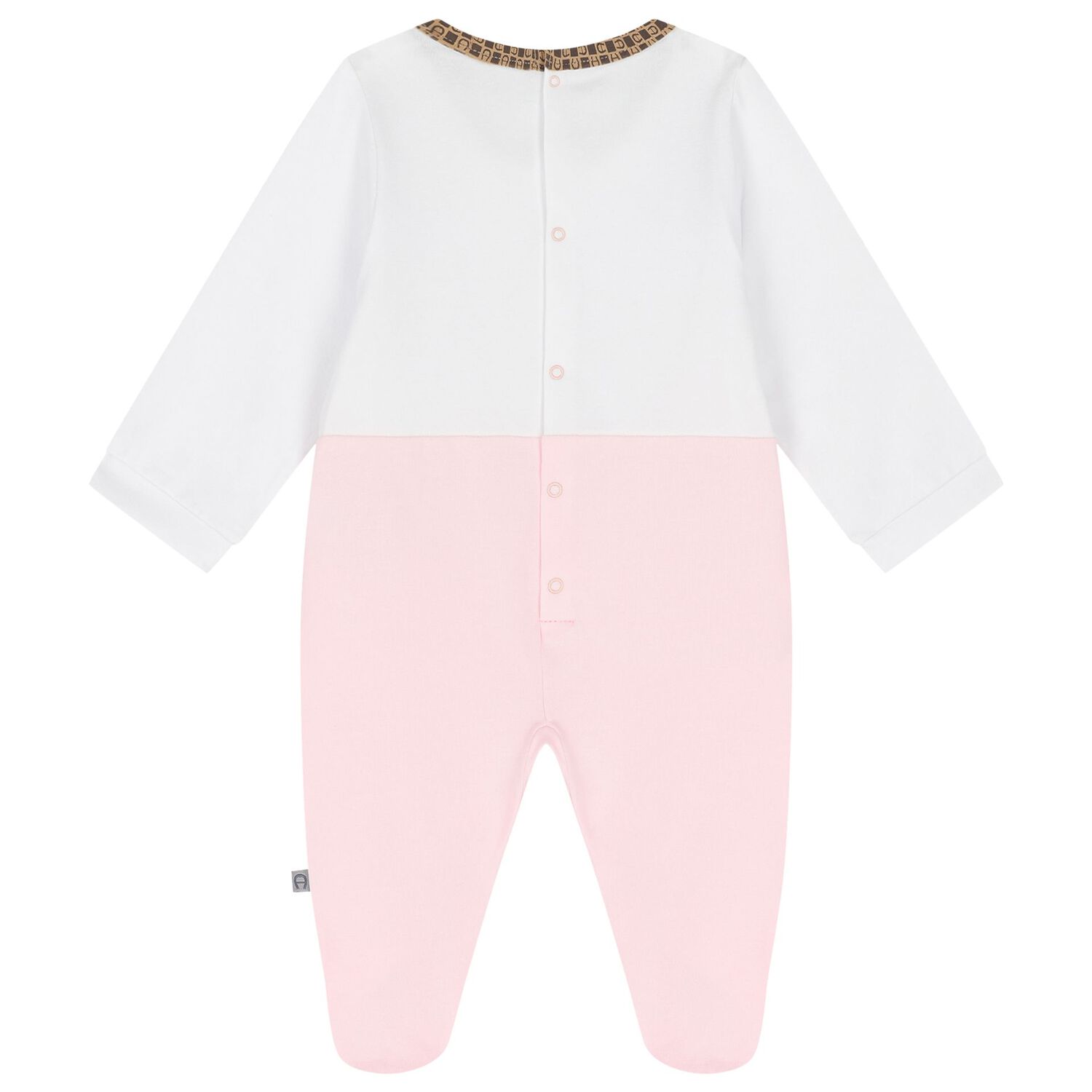 Baby Girls White & Pink Logo Babygrow, 2, hi-res