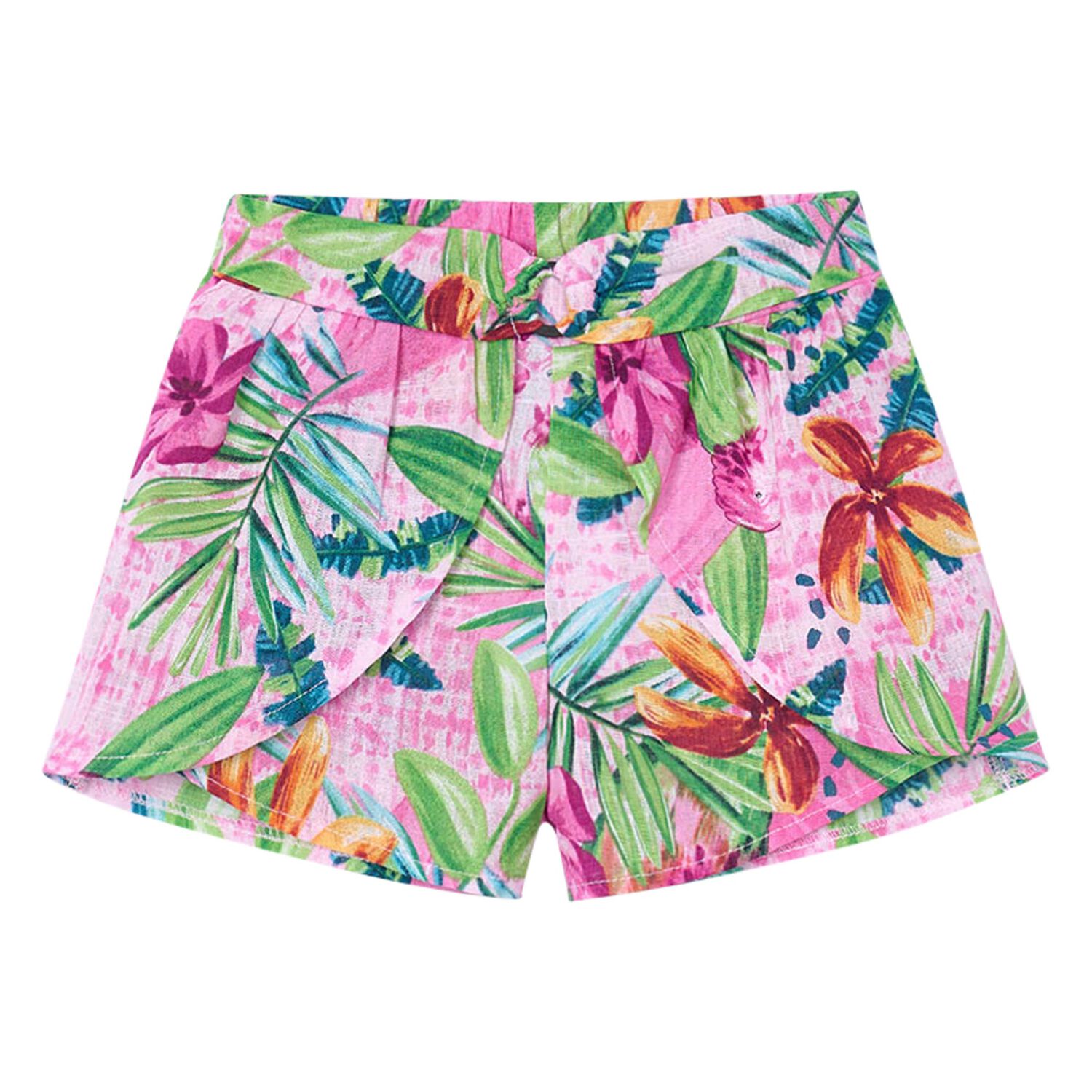 Girls Pink & Green Floral Shorts, 2, hi-res