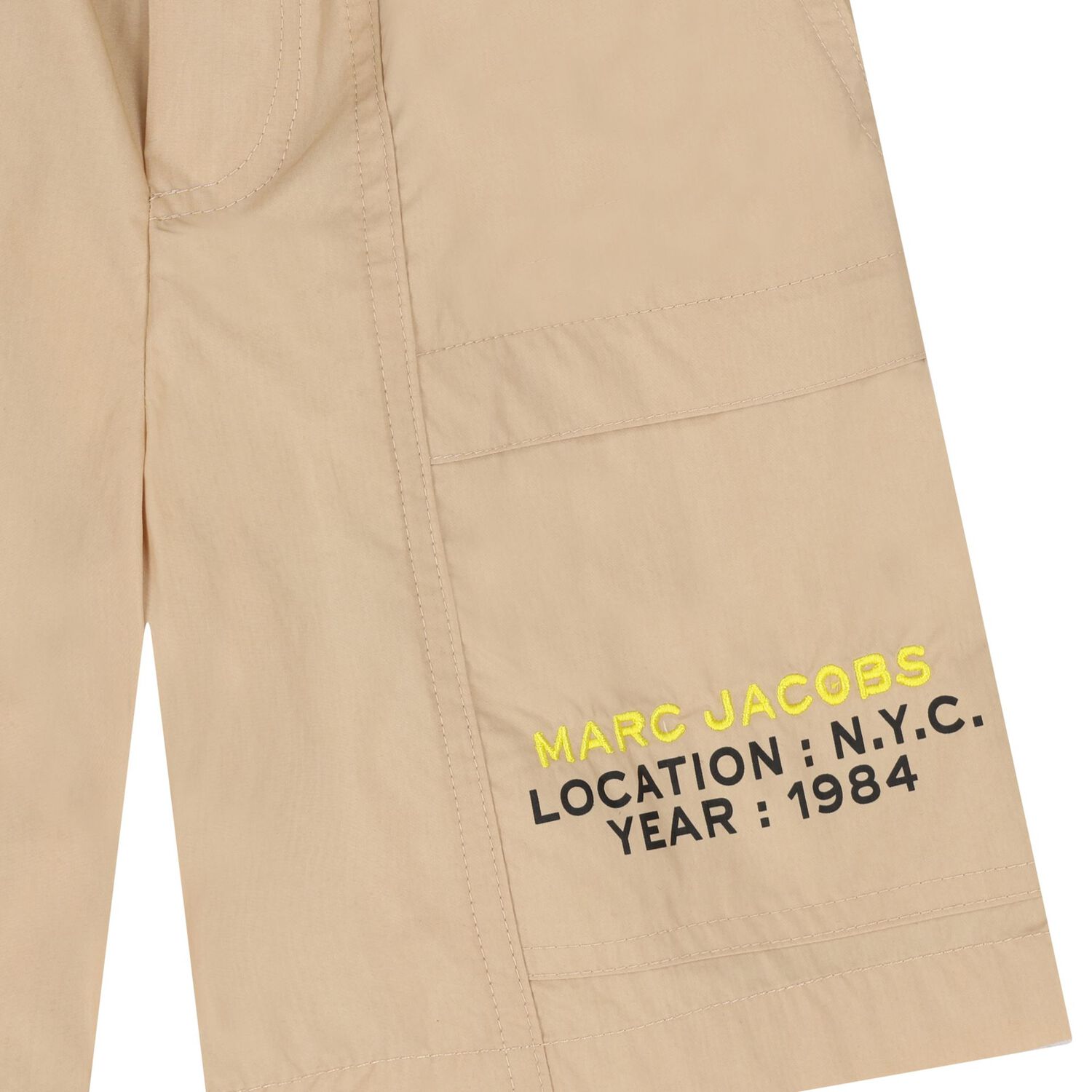 Boys Beige Logo Shorts, 1, hi-res
