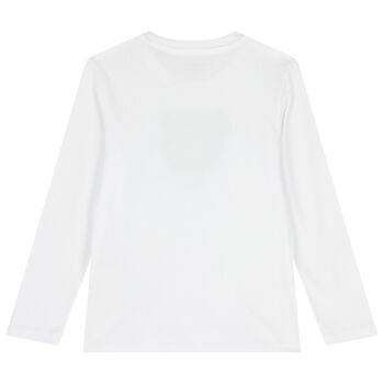 Boys White Teddy Bear Long Sleeve Top
