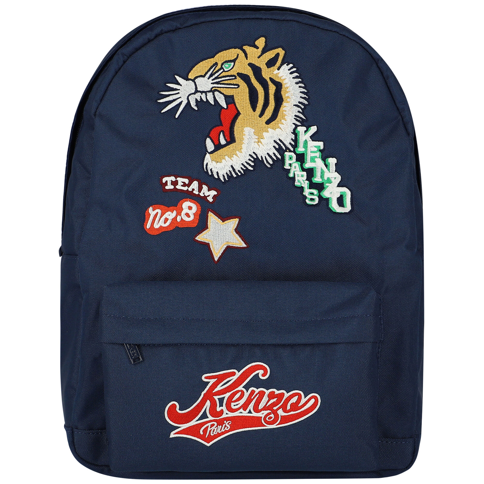 KENZO KIDS Navy Blue Varsity Tiger Backpack Junior Couture UAE