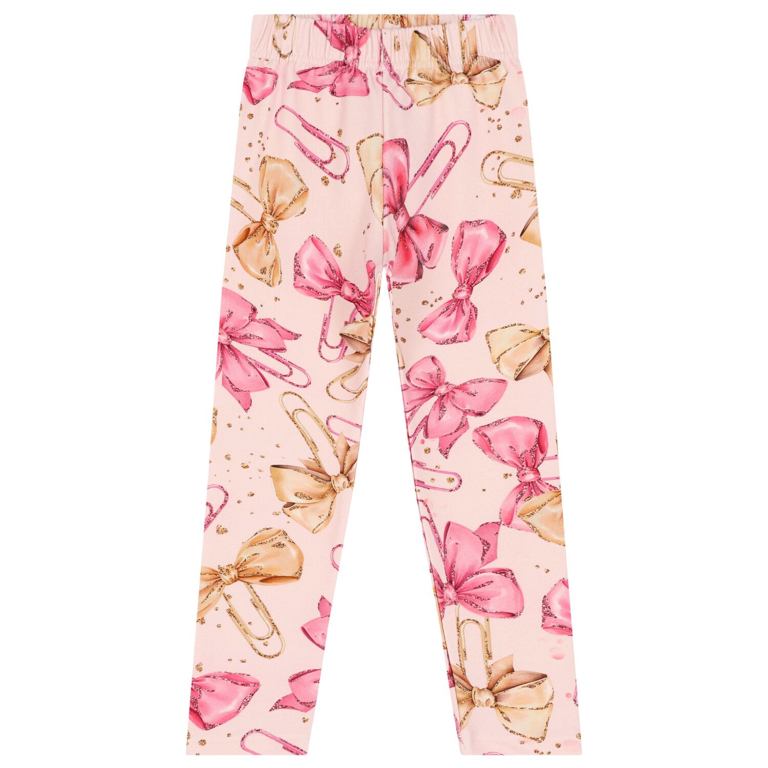 Girls Pink Bow Leggings, 1, hi-res image number null